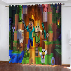 Minecraft Curtains Blackout Window Treatments Drapes for Room Decoration (Online Order Only)