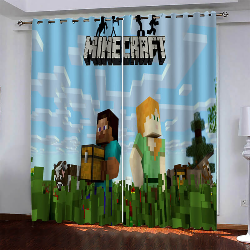 Minecraft Pattern Curtains Blackout Window Drapes (Online Order Only)