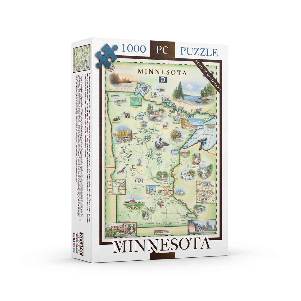 Minnesota State 1000 Piece Jigsaw Puzzle Xplorer Maps (ONLINE ORDER ONLY)