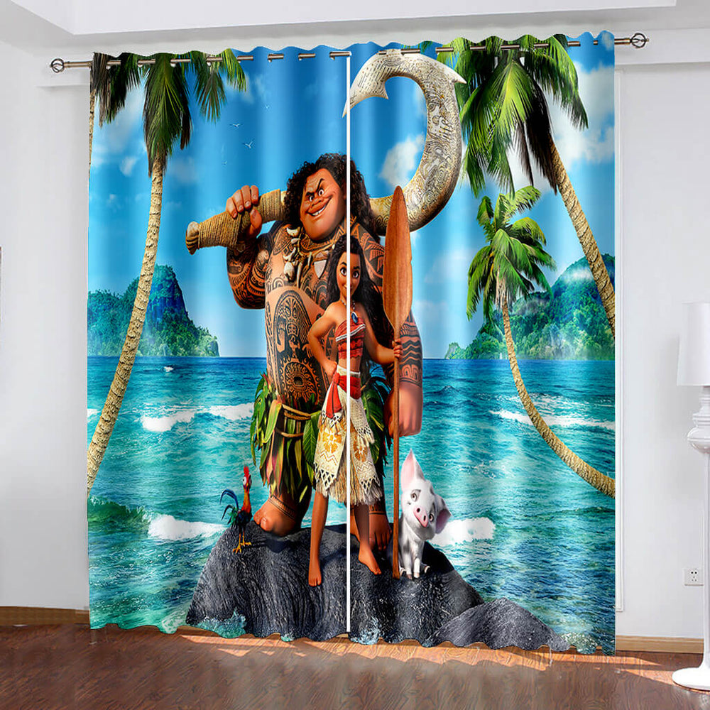 Moana Curtains Pattern Blackout Window Drapes (Online Order Only)