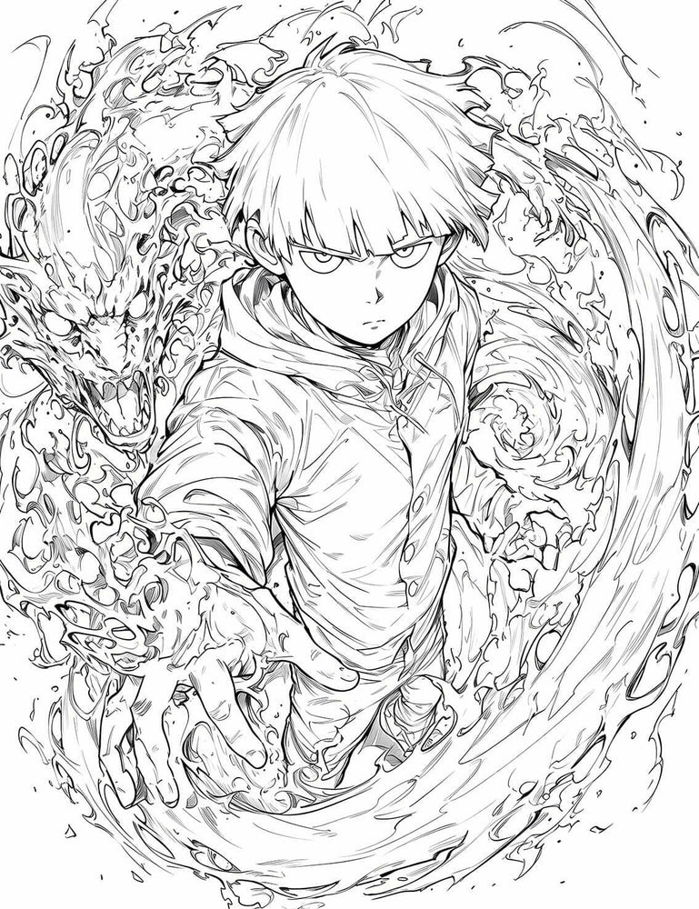 Mob Psycho 100 Coloring Page - Psychic Vortex Shigeo Kageyama Action (ONLINE ORDER ONLY)