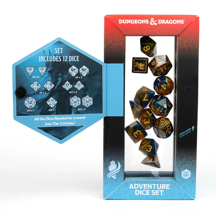 D&D Adventure Dice: Monk (Blue / Gold) (ONLINE ORDER ONLY)