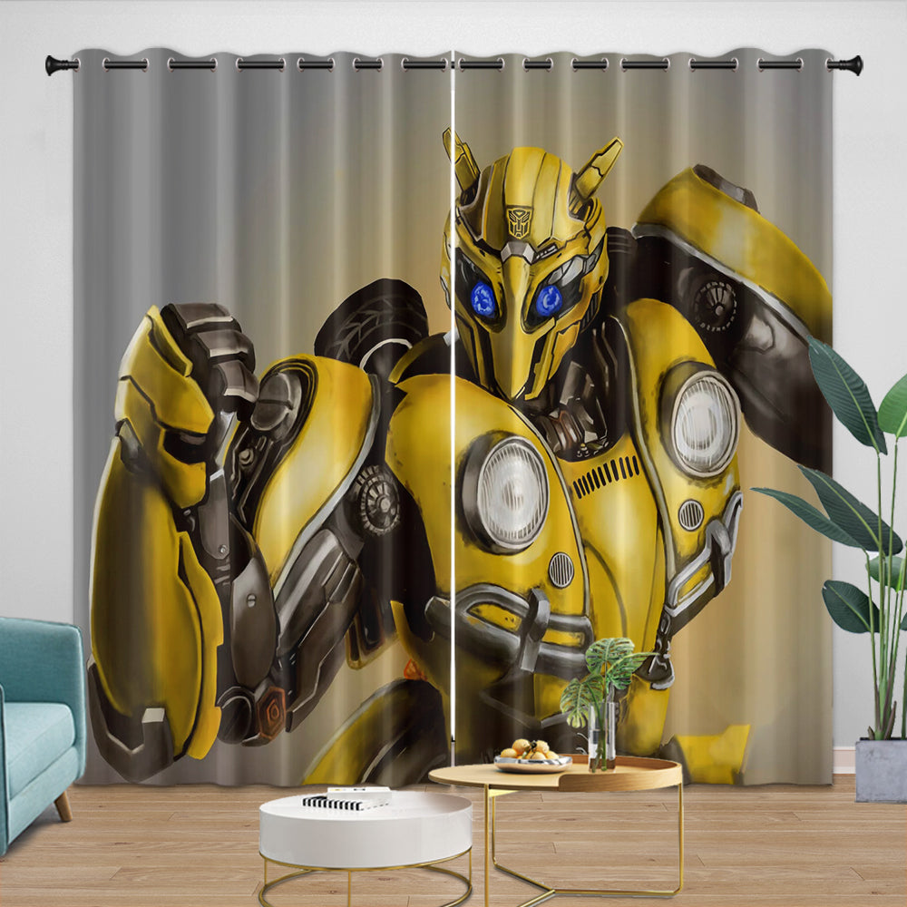 Movie Bumblebee Curtains Pattern Blackout Window Drapes Room Decoration (ONLINE ORDER ONLY)