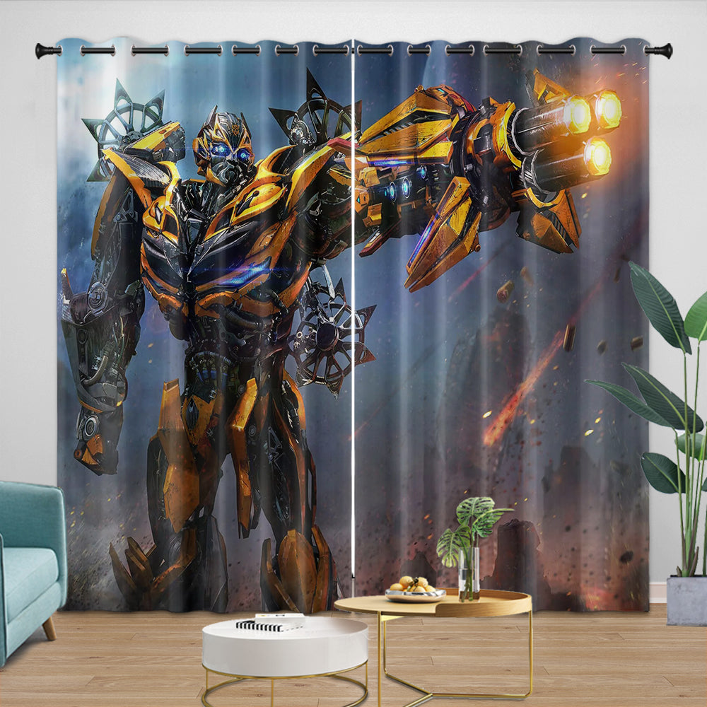 Movie Bumblebee Curtains Pattern Blackout Window Drapes Room Decoration (ONLINE ORDER ONLY)