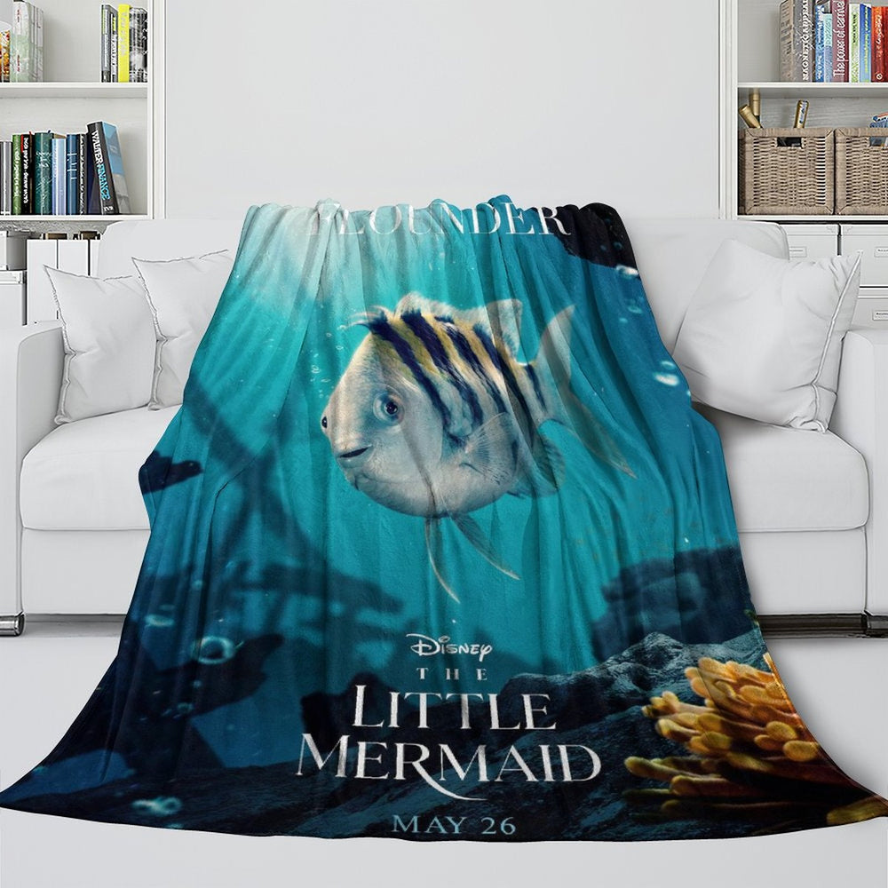 Movie The Little Mermaid Blanket Flannel Throw Room Decoration (Online Order Only)
