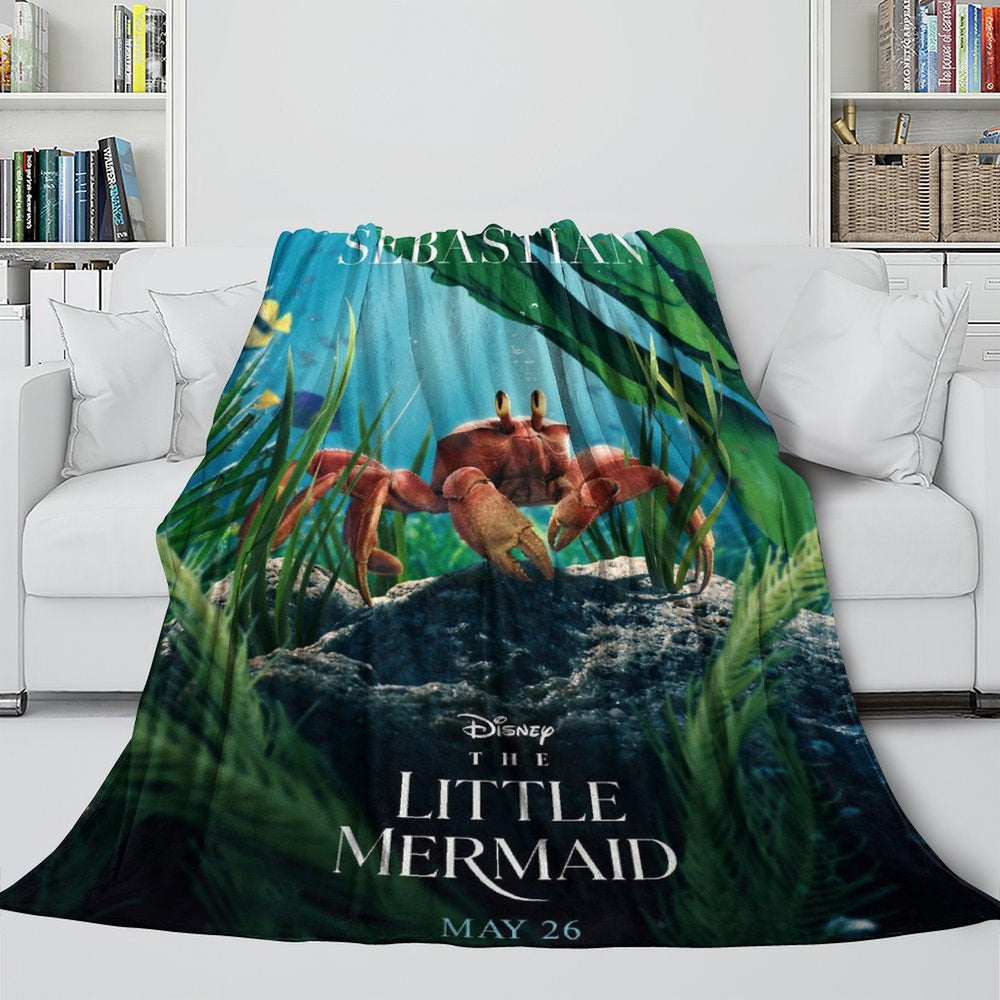 Movie The Little Mermaid Blanket Flannel Throw Room Decoration (Online Order Only)