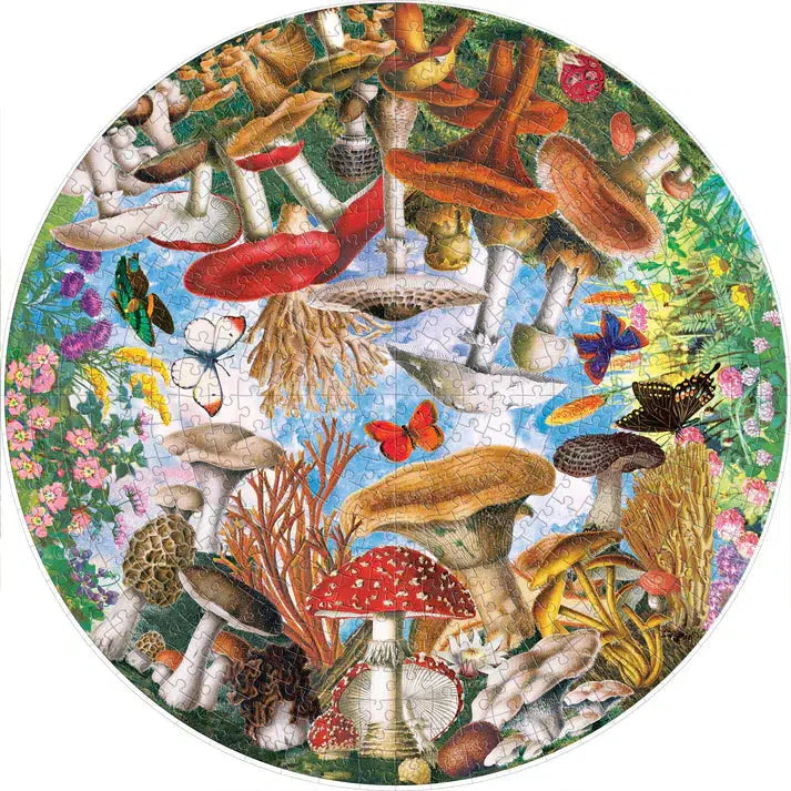 Mushroom & Butterflies 500 Piece Round Jigsaw Puzzle eeBoo (ONLINE ORDER ONLY)