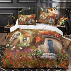 Mushroom House Bedding Set Quilt Cover Room Decoration (Online Order Only)