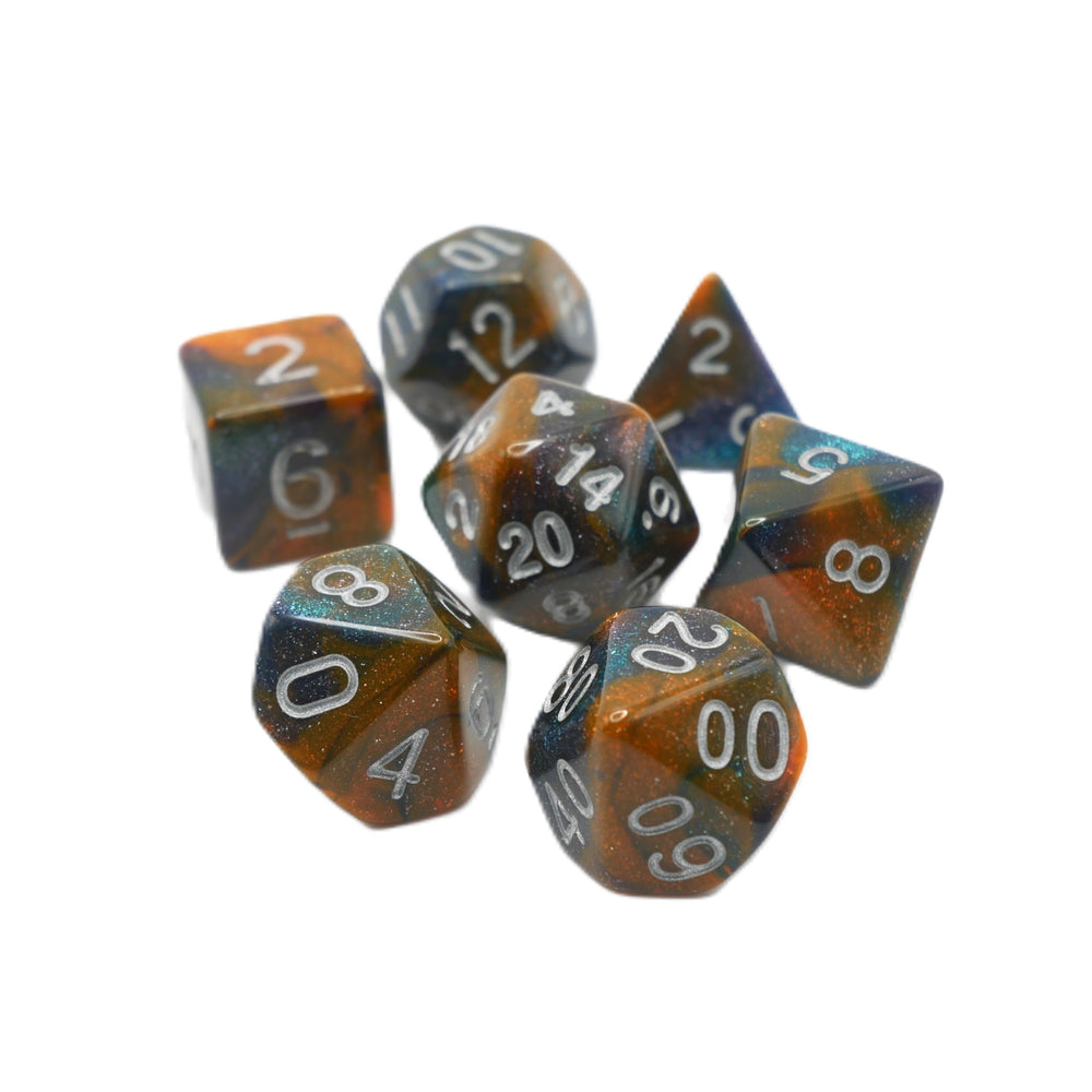 Mysterious Ink - 7 Piece DnD Dice Set | Acrylic RPG Gaming Dice (ONLINE ORDER ONLY)