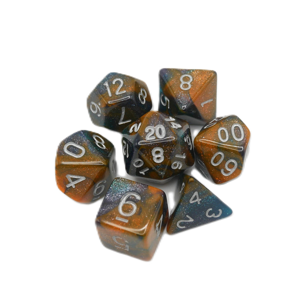 Mysterious Ink - 7 Piece DnD Dice Set | Acrylic RPG Gaming Dice (ONLINE ORDER ONLY)