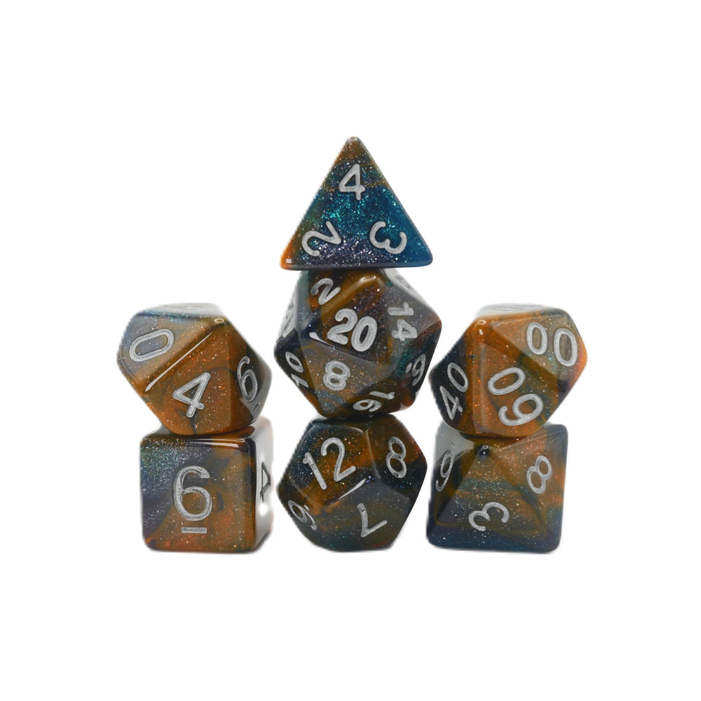 Mysterious Ink - 7 Piece DnD Dice Set | Acrylic RPG Gaming Dice (ONLINE ORDER ONLY)