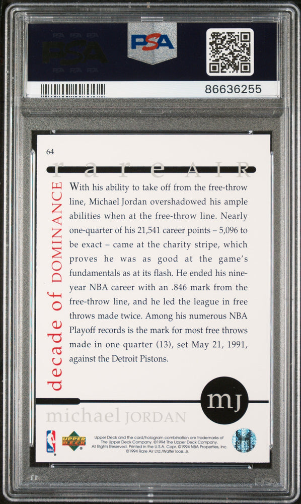 1994 UPPER DECK MJ RARE AIR MICHAEL JORDAN RARE AIR #64 - PSA 9 (Online Order Only)
