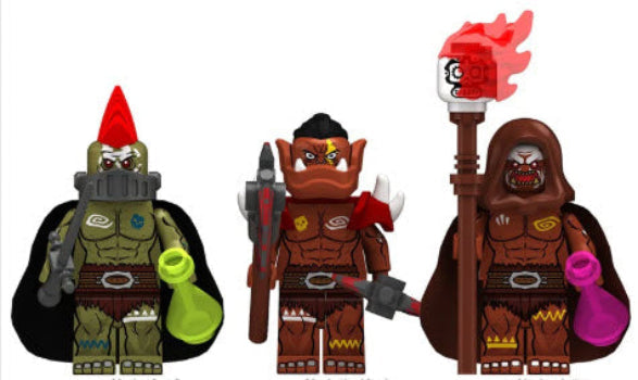 Orc Mage, Orc Berserker, and Orc Rogue custom Minifigs (Online Only)