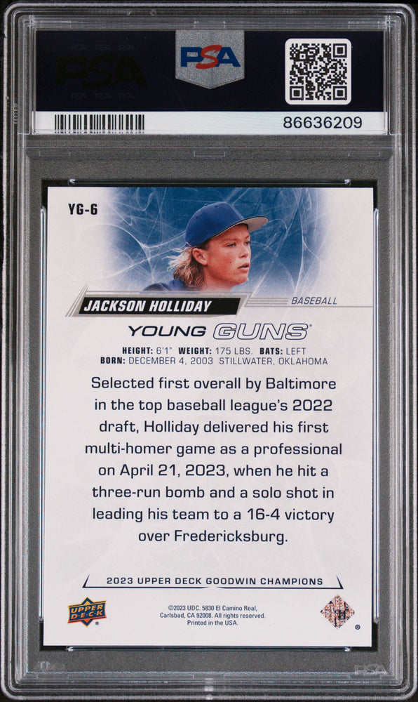 2023 UPPER DECK GOODWIN CHAMPIONS UPPER DECK YOUNG GUNS JACKSON HOLLIDAY  #YG6 - PSA 10 (Online Order Only)