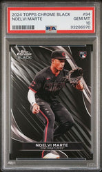Graded 2024 Topps Chrome Black Noelvi Marte #94 Rookie RC Baseball Card PSA 10 Gem Mint (ONLINE ORDER ONLY)