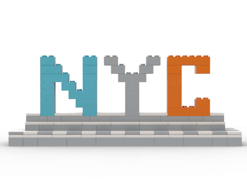NYC Sign Custom LEGO-Compatible – Modern Display Build (White & Light Gray Base) (ONLINE ORDER ONLY)