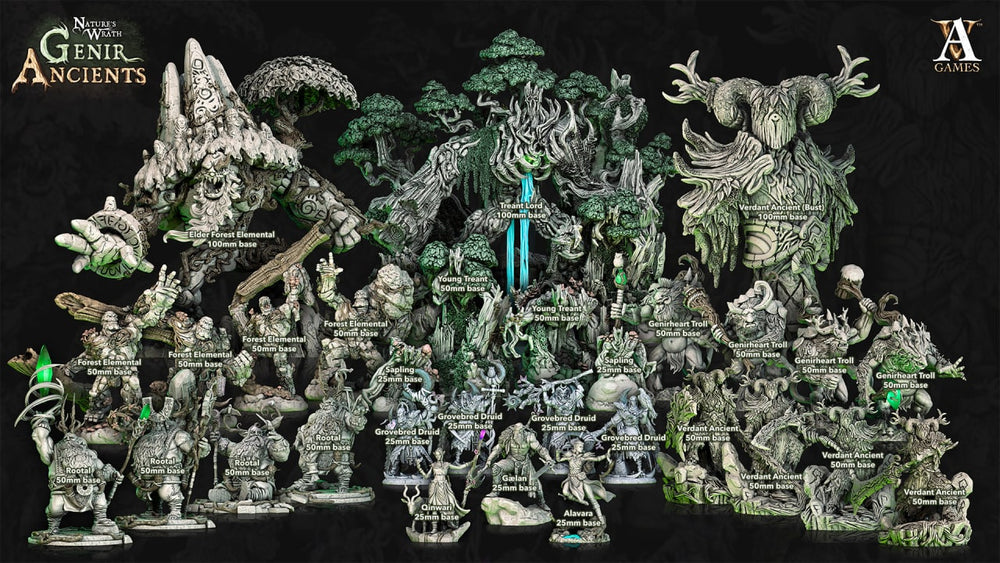 3D Printed Archvillain Games Nature's Wrath Genir Ancients - Treant Saplings 28mm 32mm D&D (Online Only)