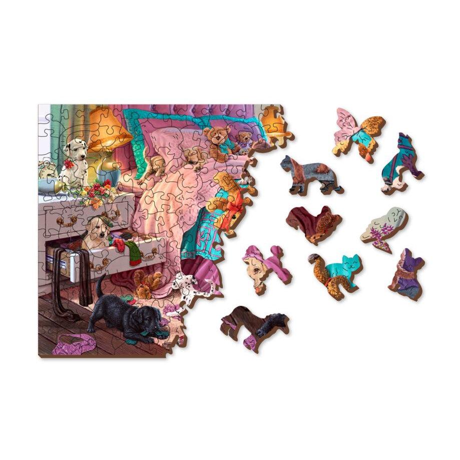 Naughty Puppies 505 Piece Wood Jigsaw Puzzle Wooden City (ONLINE ORDER ONLY)