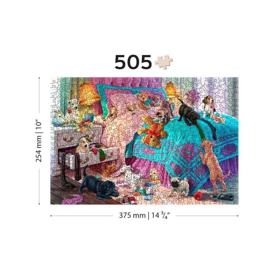 Naughty Puppies 505 Piece Wood Jigsaw Puzzle Wooden City (ONLINE ORDER ONLY)