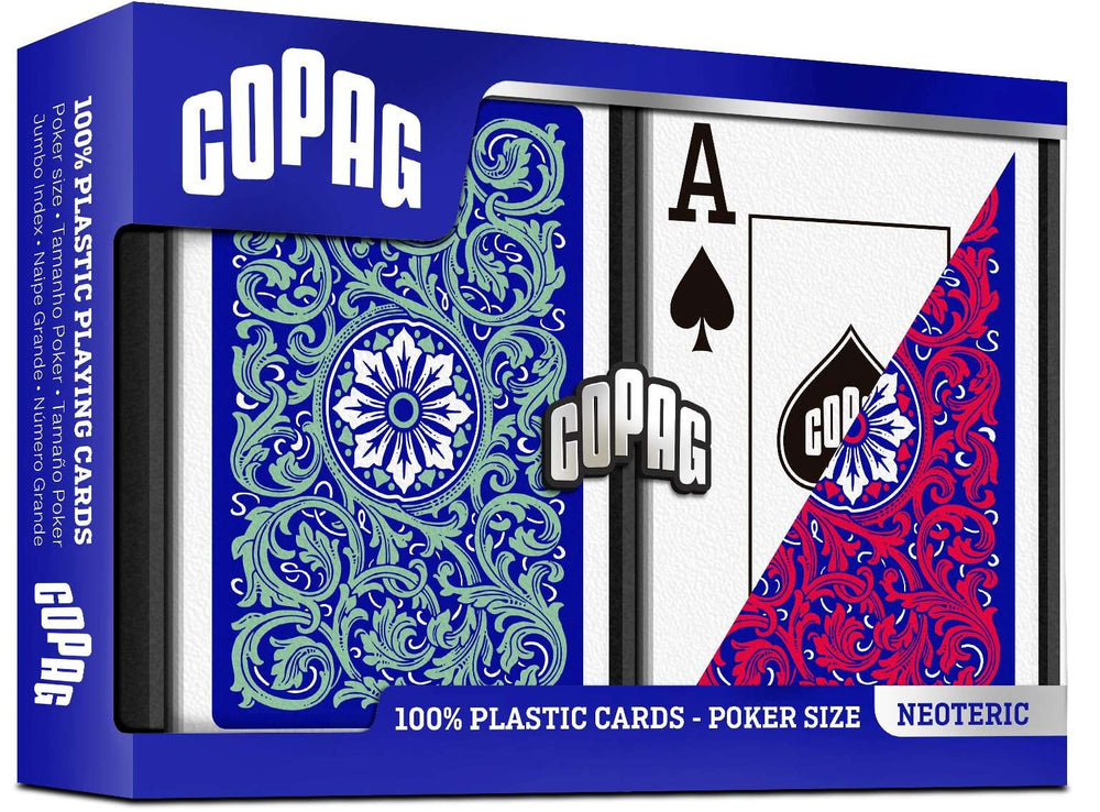 COPAG Playing Cards: Double Deck Set - Neoteric - Red/Green - Poker Size - Jumbo Index (2) (ONLINE ORDER ONLY)