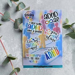 Fun Neurodivergent Sticker Sheet 6 Stickers (ONLINE ORDER ONLY)