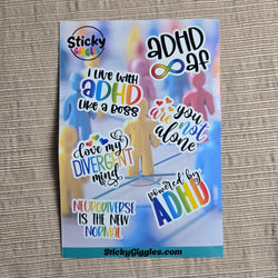 Fun Neurodivergent Sticker Sheet 6 Stickers (ONLINE ORDER ONLY)