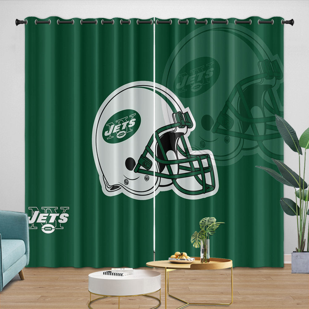 New York Jets Curtains Blackout Window Drapes Room Decoration (Online Order Only)