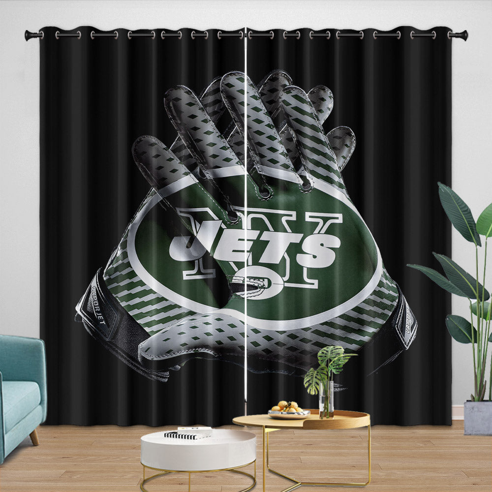New York Jets Curtains Blackout Window Drapes Room Decoration (Online Order Only)