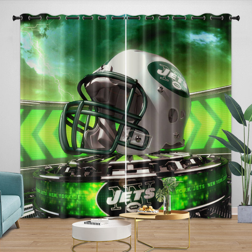 New York Jets Curtains Blackout Window Drapes Room Decoration (Online Order Only)