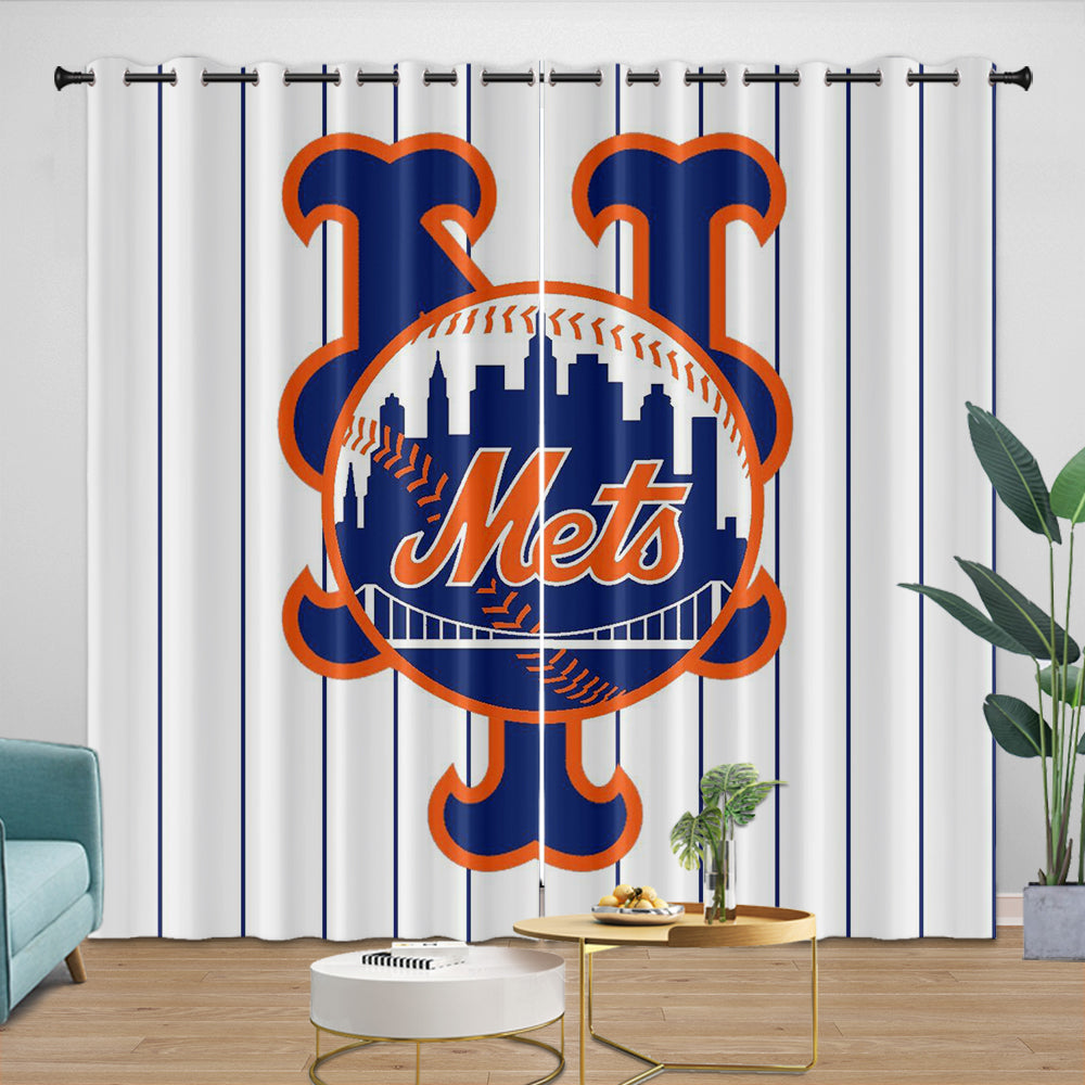 New York Mets Curtains Blackout Window Drapes Room Decoration (Online Order Only)
