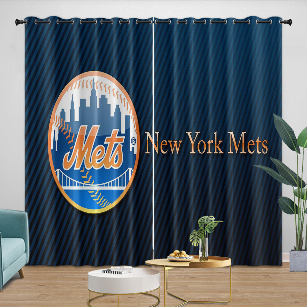 New York Mets Curtains Blackout Window Drapes Room Decoration (Online Order Only)