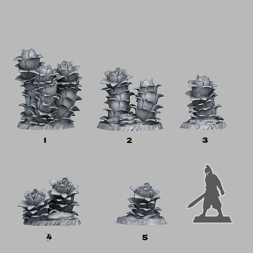 3D Printed Fantastic Plants and Rocks Night Desert Plants 28mm - 32mm D&D Wargaming (Online Only)