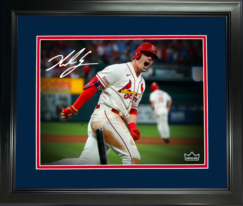 Framed Nolan Gorman St. Louis Cardinals Facsimile Laser Engraved Signature Auto 11"x14" Baseball Photo HOFSM Holo (ONLINE ORDER ONLY)