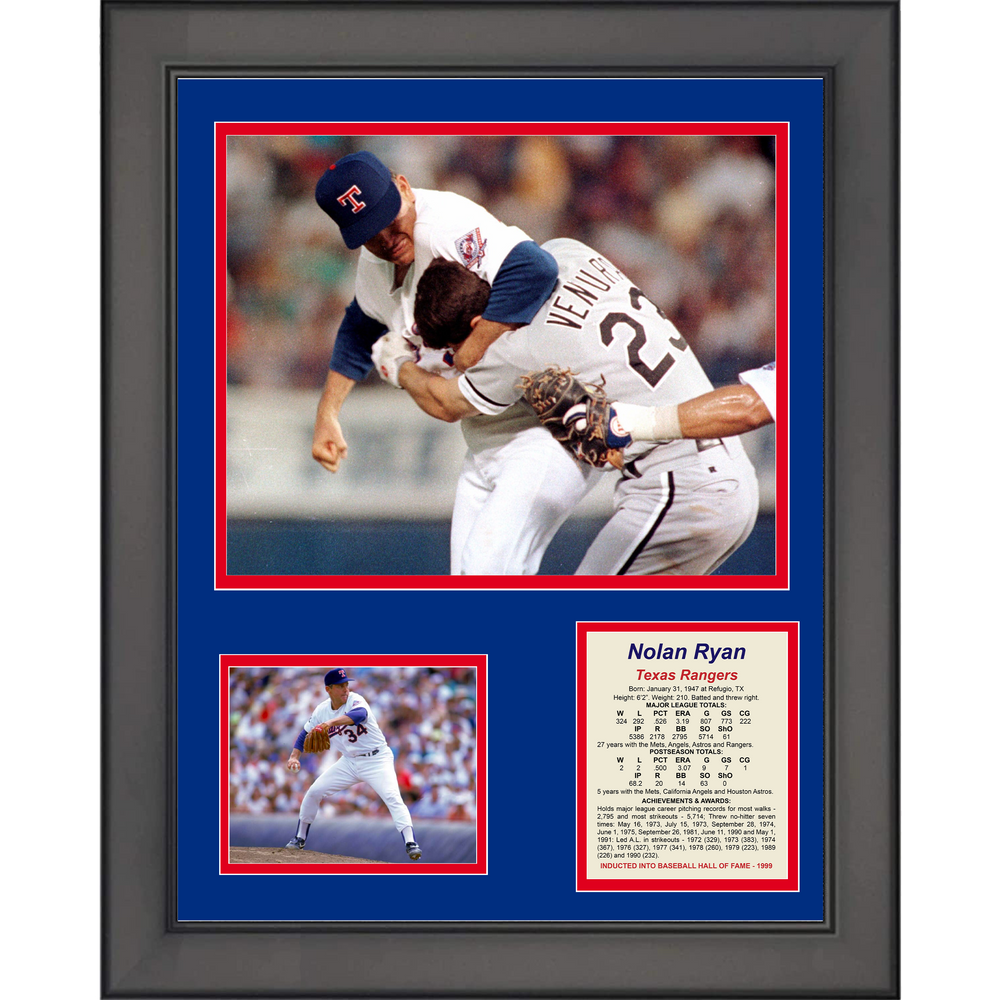 Framed Nolan Ryan Hall of Fame Texas Rangers Baseball 11"x14" Three Photo Collage #2 (ONLINE ORDER ONLY)