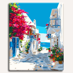 Santorini Sea View - Paint By Numbers Kit (ONLINE ORDER ONLY)