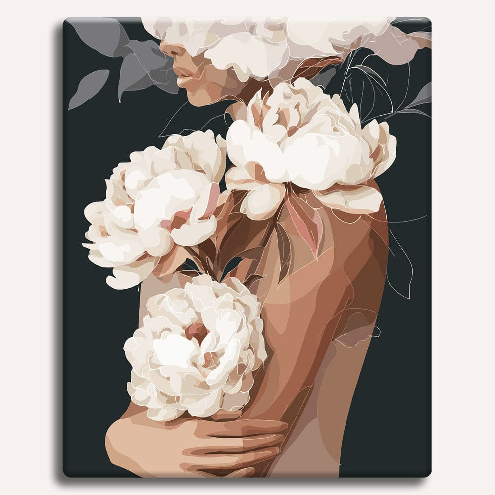 White Peonies in Love - Paint By Numbers Kit (ONLINE ORDER ONLY)