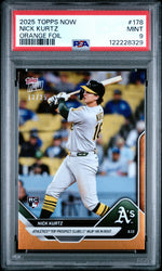 Graded 2025 Topps Now Nick Kurtz #178 Orange Foil /25 Rookie RC Baseball Card PSA 9 Mint (ONLINE ORDER ONLY)