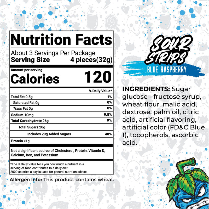 Sour Strips Blue Raspberry (104g) (ONLINE ORDER ONLY)