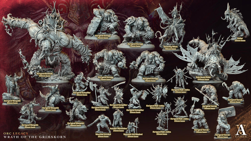 3D Printed Archvillain Games Kor’garal Nak Jukka Orc Legacy Wrath of the Grimskorn 28 32mm D&D (Online Only)