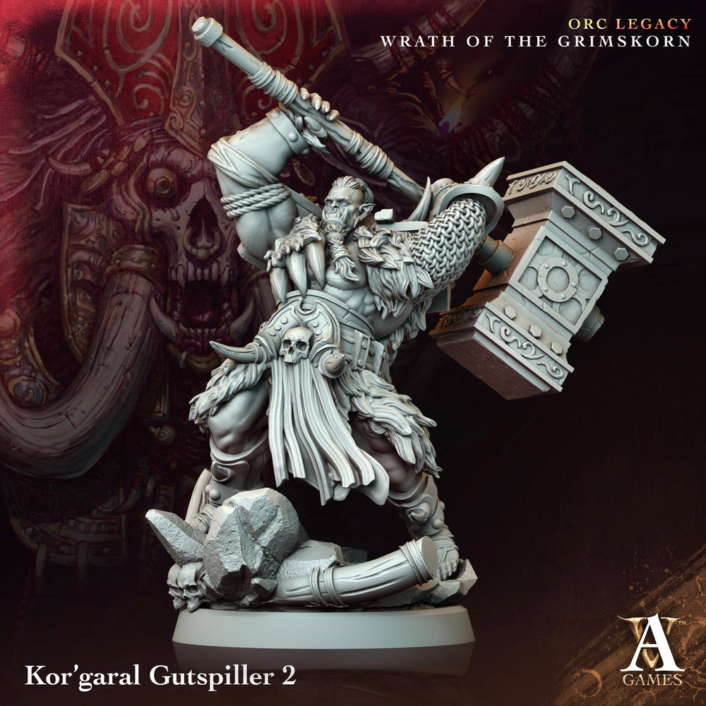 3D Printed Archvillain Games Kor’garal Gutspiller Orc Legacy Wrath of the Grimskorn 28 32mm D&D (Online Only)