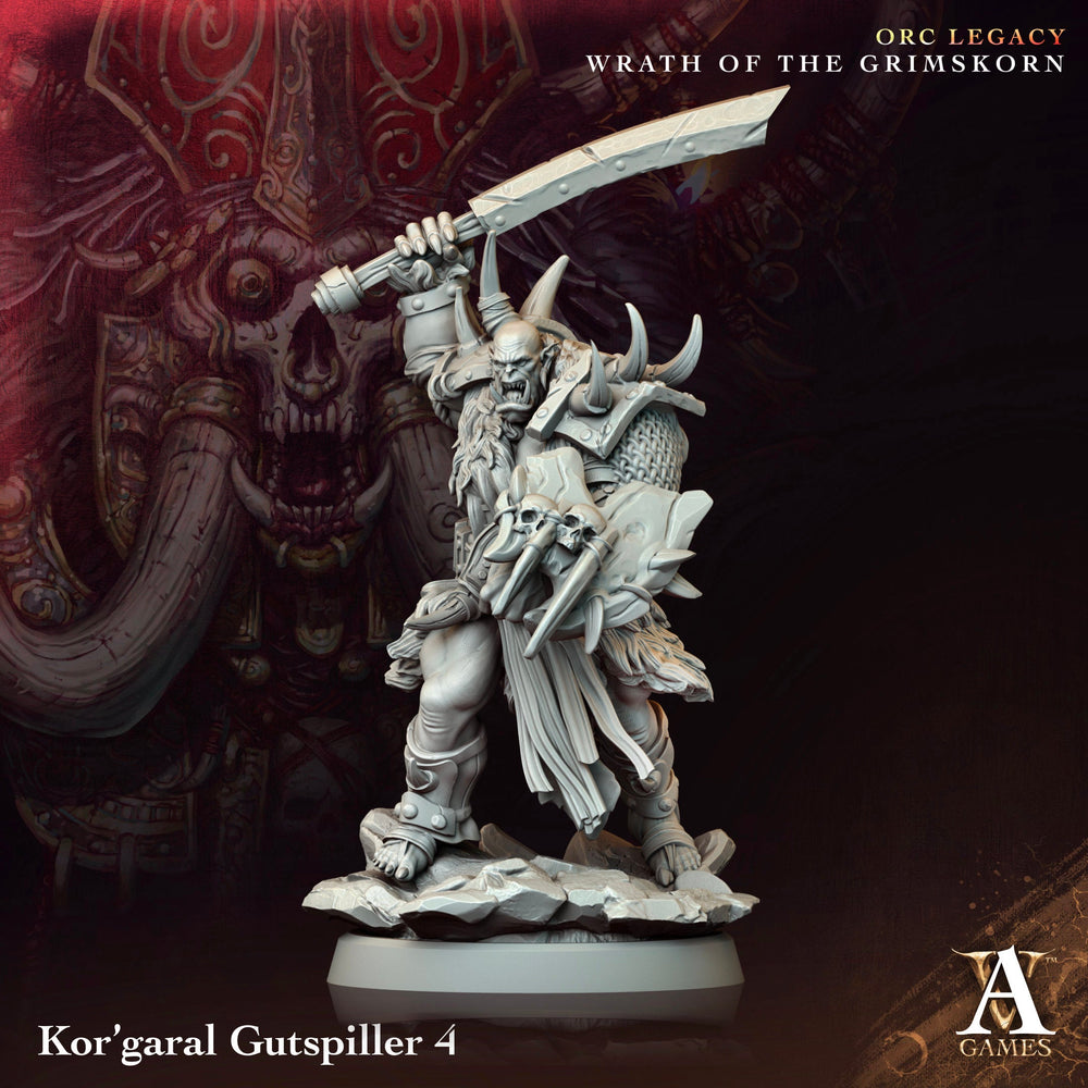 3D Printed Archvillain Games Kor’garal Gutspiller Orc Legacy Wrath of the Grimskorn 28 32mm D&D (Online Only)
