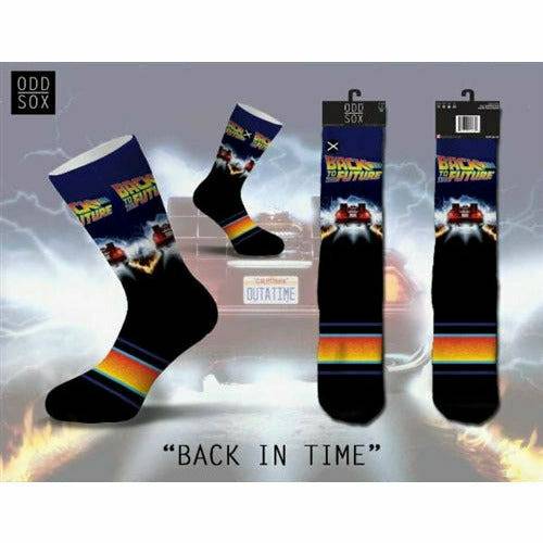 Back to the Future "Back in Time" Men's Crew Straight Down Sublimation Socks (Size 8-12) (ONLINE ORDER ONLY)