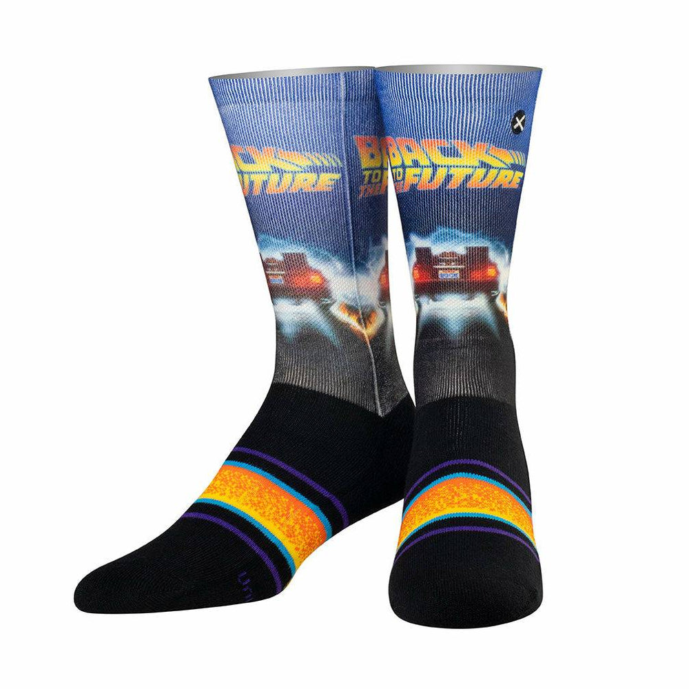 Back to the Future "Back in Time" Men's Crew Straight Down Sublimation Socks (Size 8-12) (ONLINE ORDER ONLY)