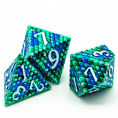 Dragon Scale: Ocean - Metal RPG Dice Set (ONLINE ORDER ONLY)
