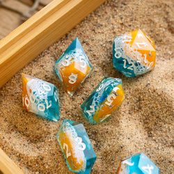 Ocean Sunset Handmade Resin DND Dice Set (ONLINE ORDER ONLY)