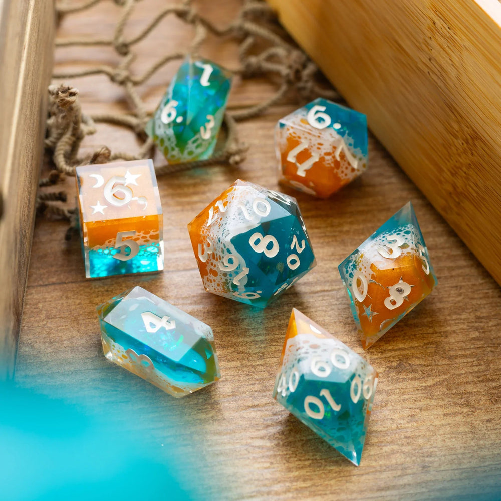 Ocean Sunset Handmade Resin DND Dice Set (ONLINE ORDER ONLY)