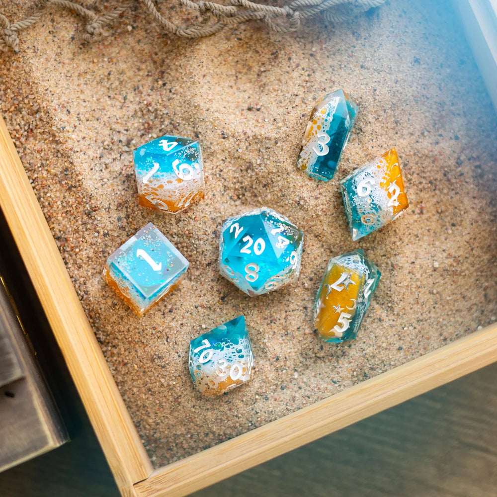 Ocean Sunset Handmade Resin DND Dice Set (ONLINE ORDER ONLY)