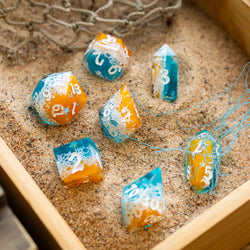 Ocean Sunset Handmade Resin DND Dice Set (ONLINE ORDER ONLY)