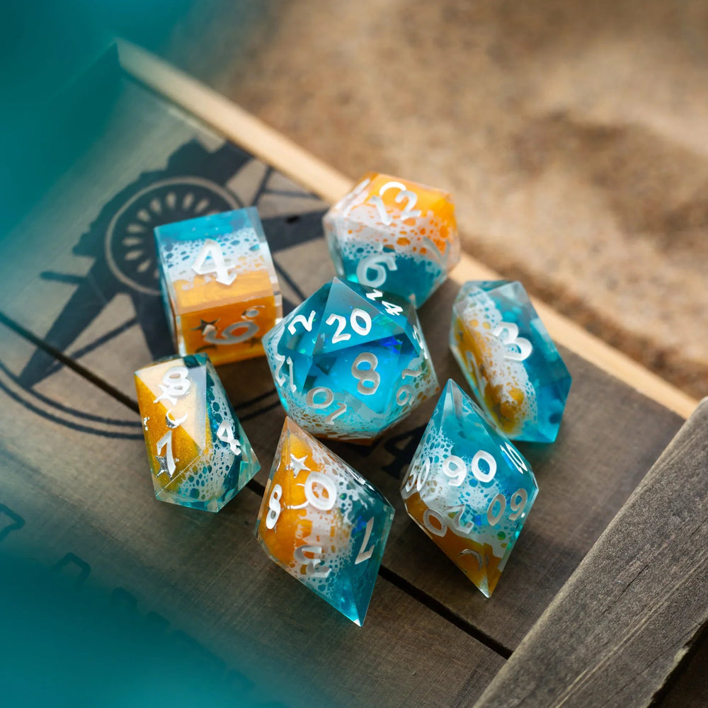 Ocean Sunset Handmade Resin DND Dice Set (ONLINE ORDER ONLY)