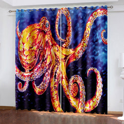 Octopus Curtains Blackout Window Treatments Drapes for Room Decoration (Online Order Only)